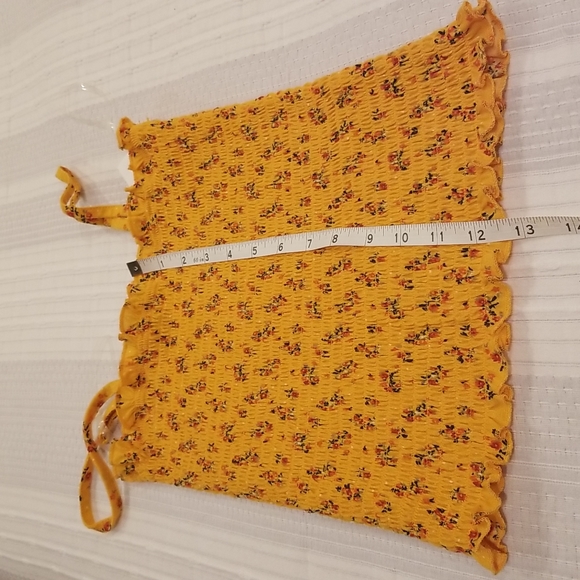 NWT Almost Famous Stretchy Floral Halter Tank Top, Orange Yellow color, size S - Picture 8 of 8